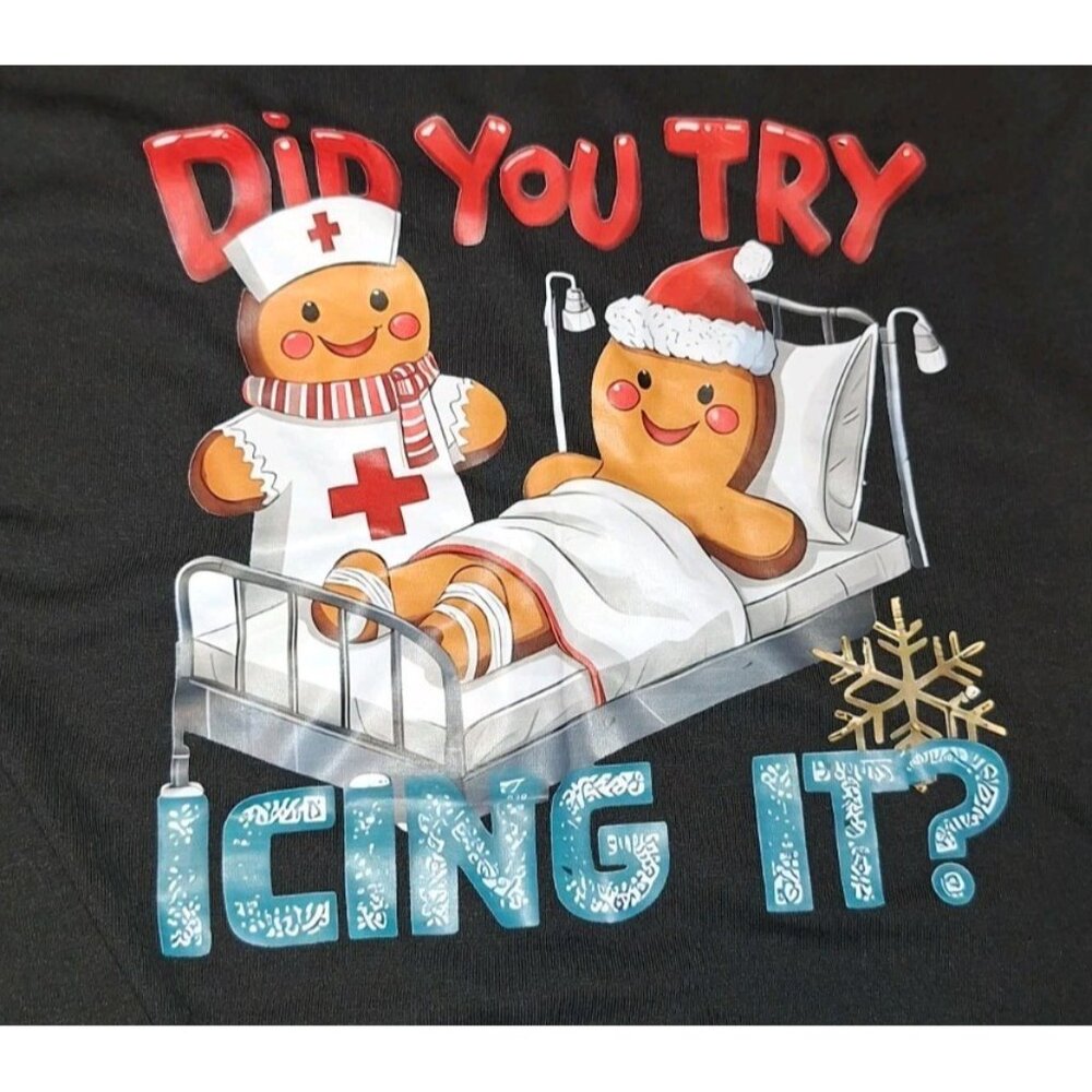 Nurse Did You Try Icing It? Short Sleeve Shirt Black Tee Shirt 4X Women's